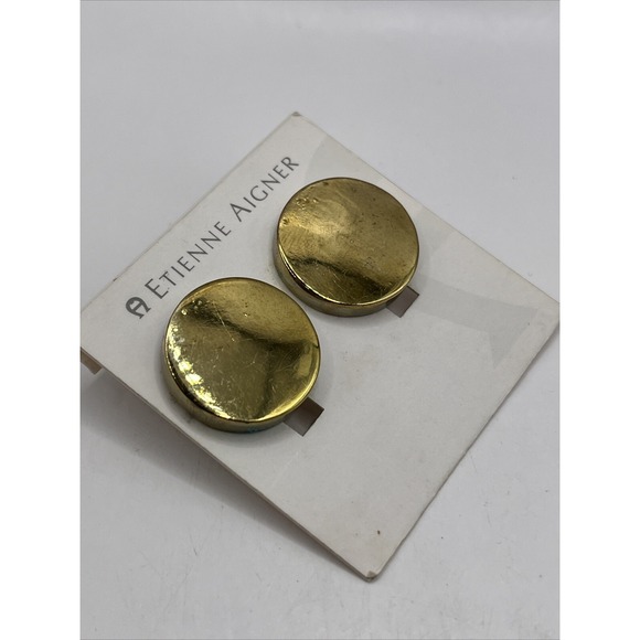 Etienne Aigner Jewelry - Vintage Etienne Aigner Gold‎ Tone Round Earrings